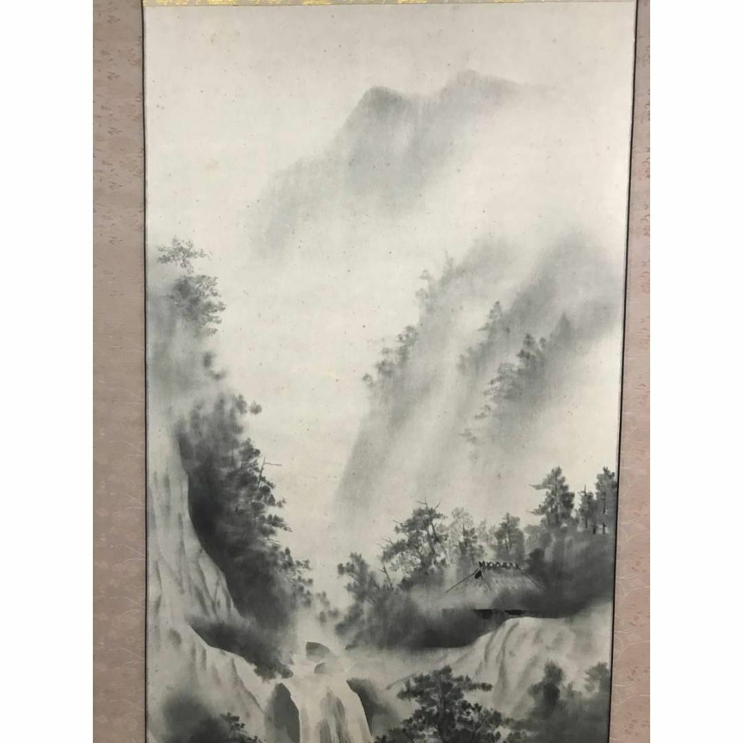 真作】羽多埜貞史/山水図/掛軸☆宝船☆AB-814 真作】羽多埜貞史/山水図/掛軸☆宝船☆AB-814