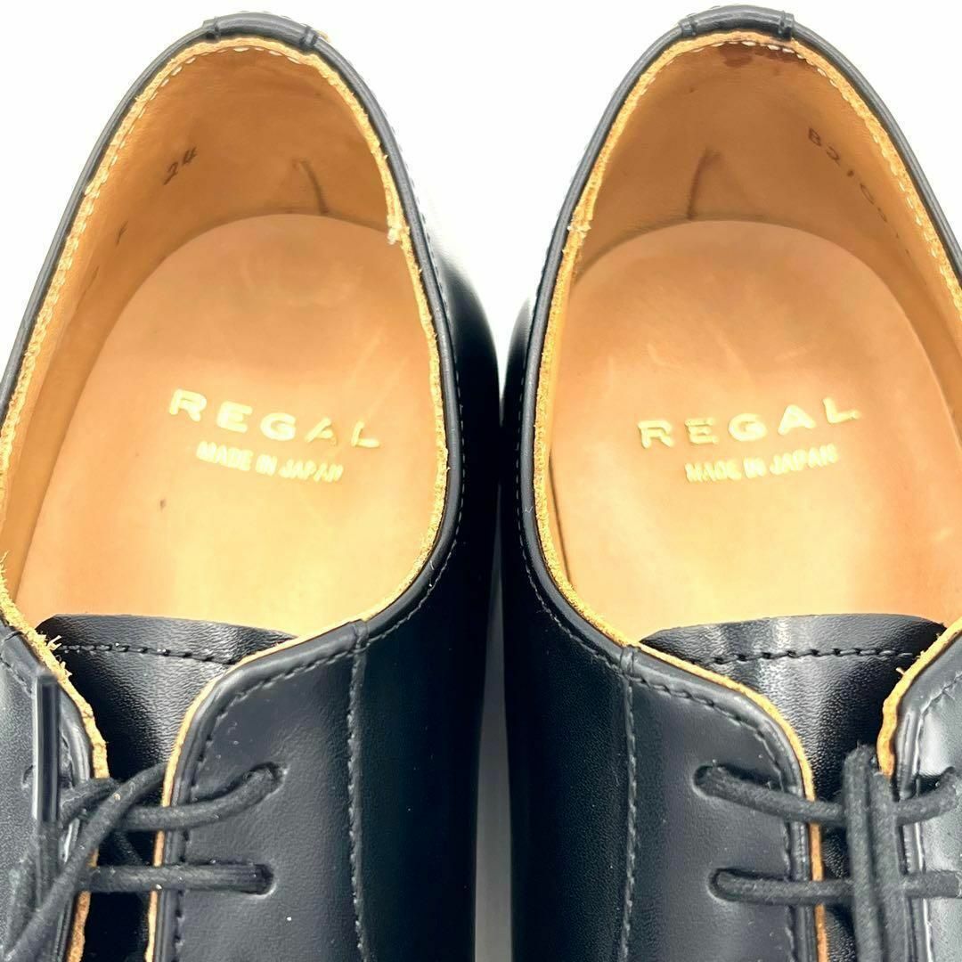 REGAL(リーガル)の美品 REGAL F02F 黒 外羽根 プレーントゥ 24cm レディース レディースの靴/シューズ(ローファー/革靴)の商品写真