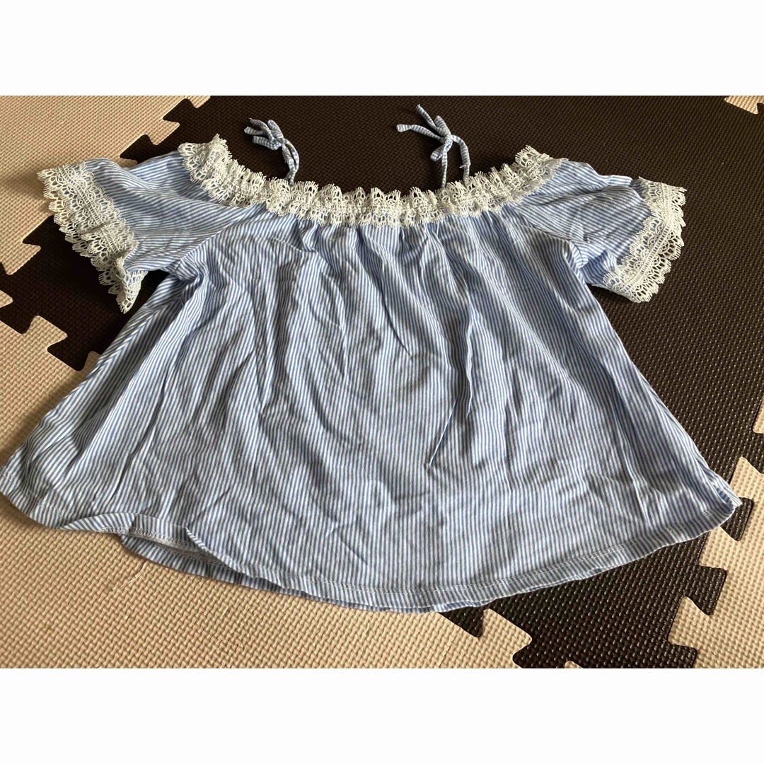 ストラップ レース 肩出し オフショル トップス Tシャツ 140センチ キッズ/ベビー/マタニティのキッズ服女の子用(90cm~)(Tシャツ/カットソー)の商品写真