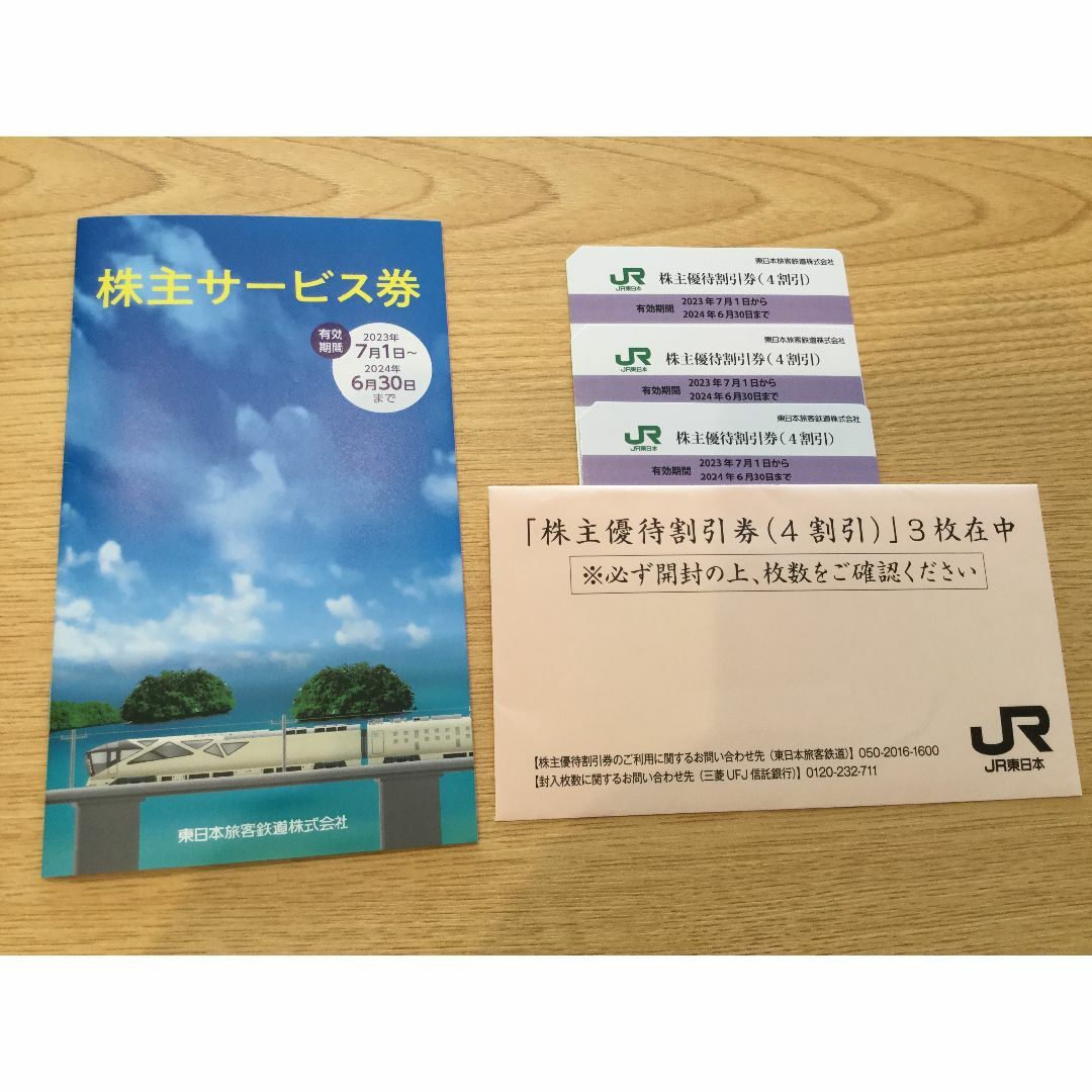 JR東日本　鉄道40％割引券株主優待(３枚) ＆ JR東日本株主サービス券1冊