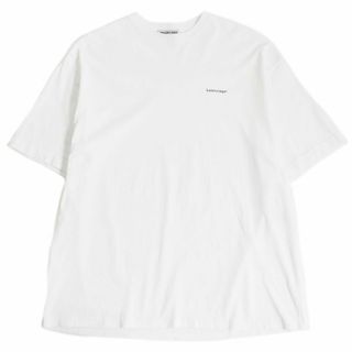 バレンシアガ(Balenciaga)の極美品□2018年製 BALENCIAGA/バレンシアガ 556104 ロゴプリント コットン100％ クルーネック 半袖Tシャツ/カットソー ホワイト M 正規品(Tシャツ/カットソー(半袖/袖なし))