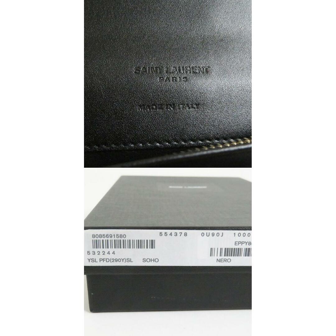 未使用品□SAINT LAURENT PARIS/サンローランパリ 554378 ロゴ入り スムースレザー 二つ折り ロングウォレット/長財布  ブラック イタリア製