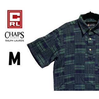 チャップス(CHAPS)のチャップスラルフローレン　半袖 シャツ　チェック柄　グリーン系　M　K00131(シャツ)