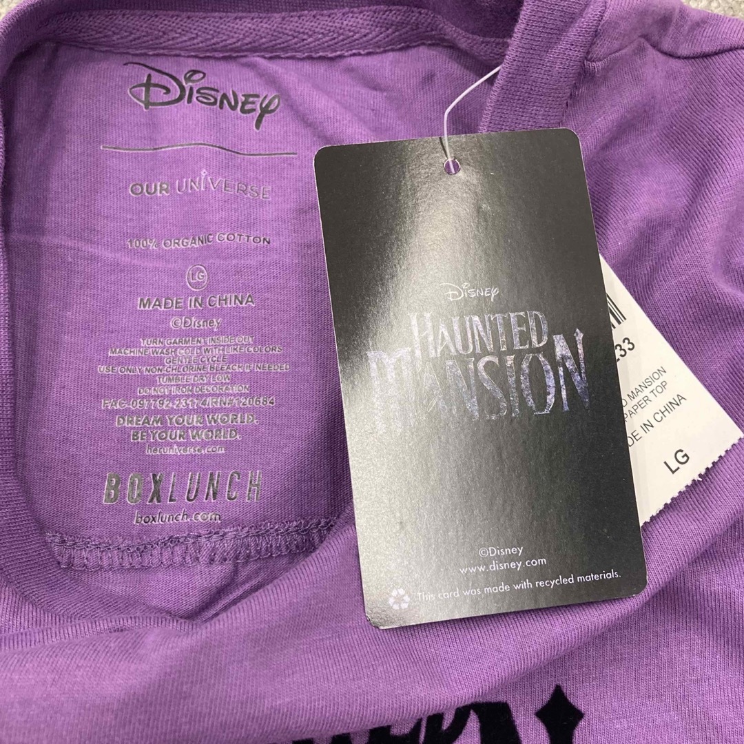 Disney - L 半袖 Tシャツ ホーンテッドマンション 壁紙柄 紫 