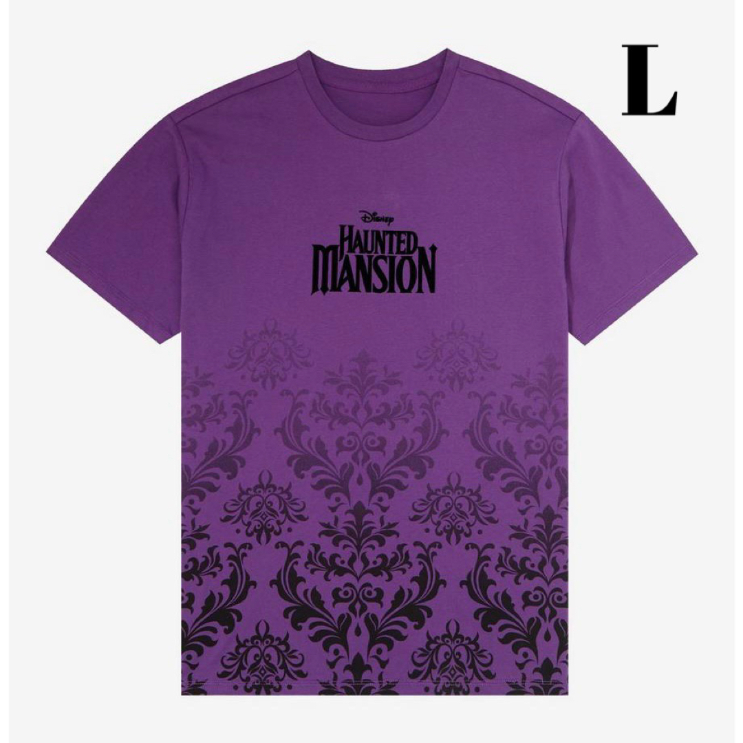L 半袖 Tシャツ ホーンテッドマンション 壁紙柄 紫 ディズニー | フリマアプリ ラクマ