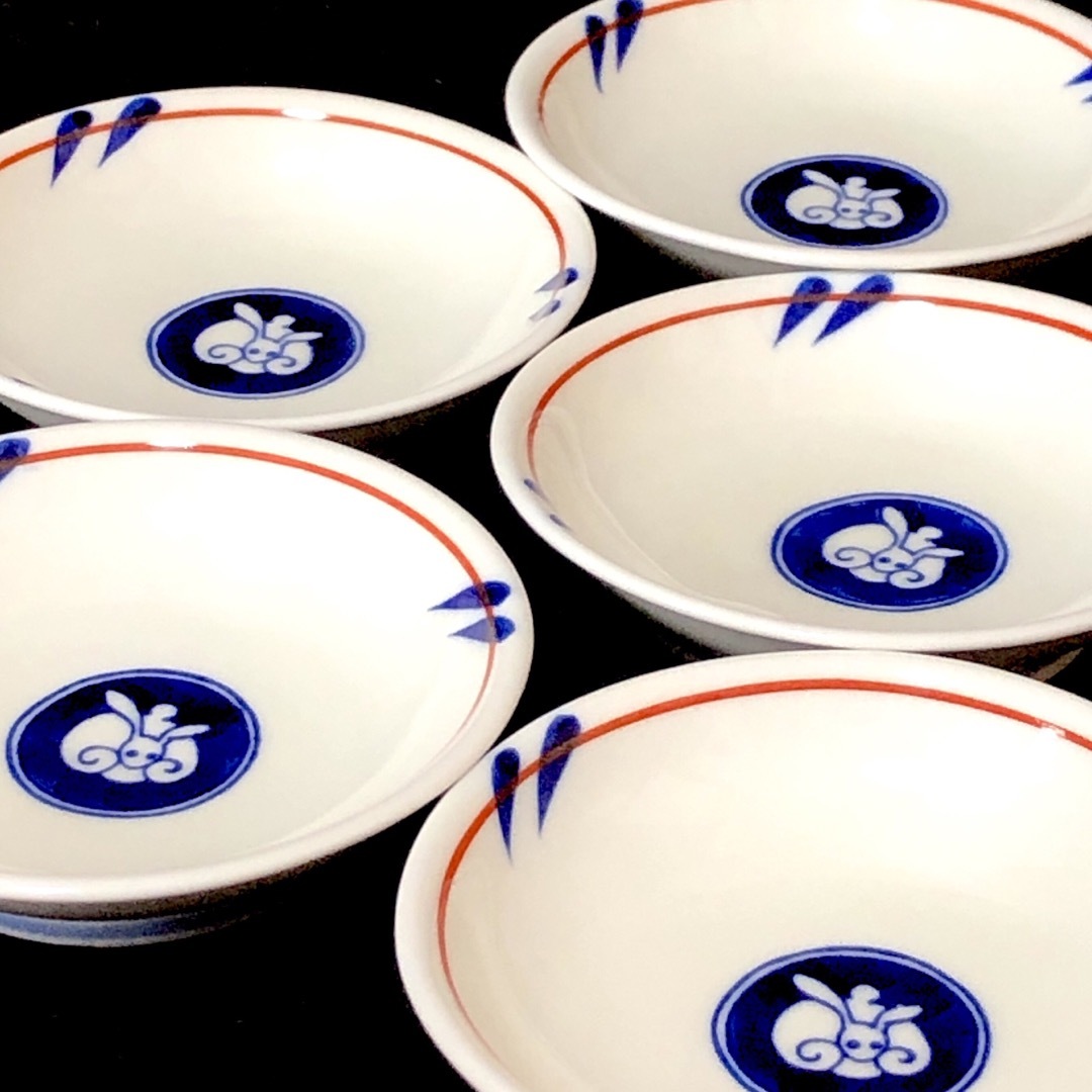 箱付き美品】有田焼 深川製磁 月見うさぎ 小皿揃 取り皿 銘々皿 箱付き美品】有田焼 深川製磁 月見うさぎ 小皿揃 取り皿 銘々皿