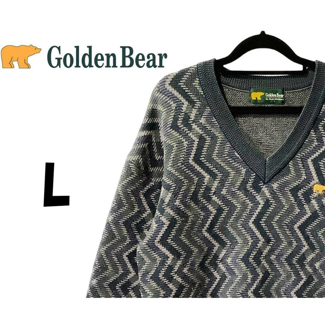 Golden Bear(ゴールデンベア)のゴールデンベア　ニット　セーター　グレー系　L　K00119 メンズのトップス(ニット/セーター)の商品写真