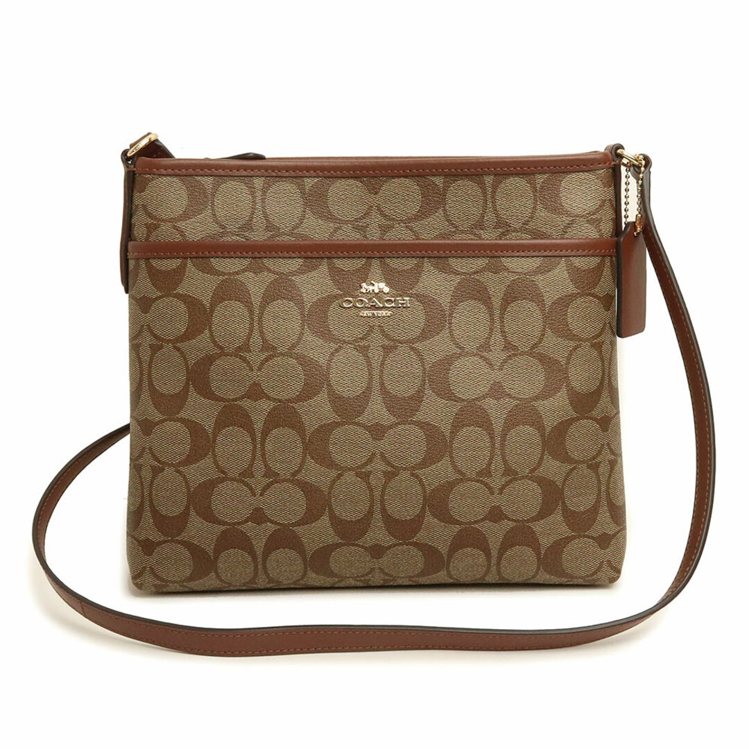 COACH コーチ/ レザー 革 ショルダーバッグ シグネチャー柄 ベージュ