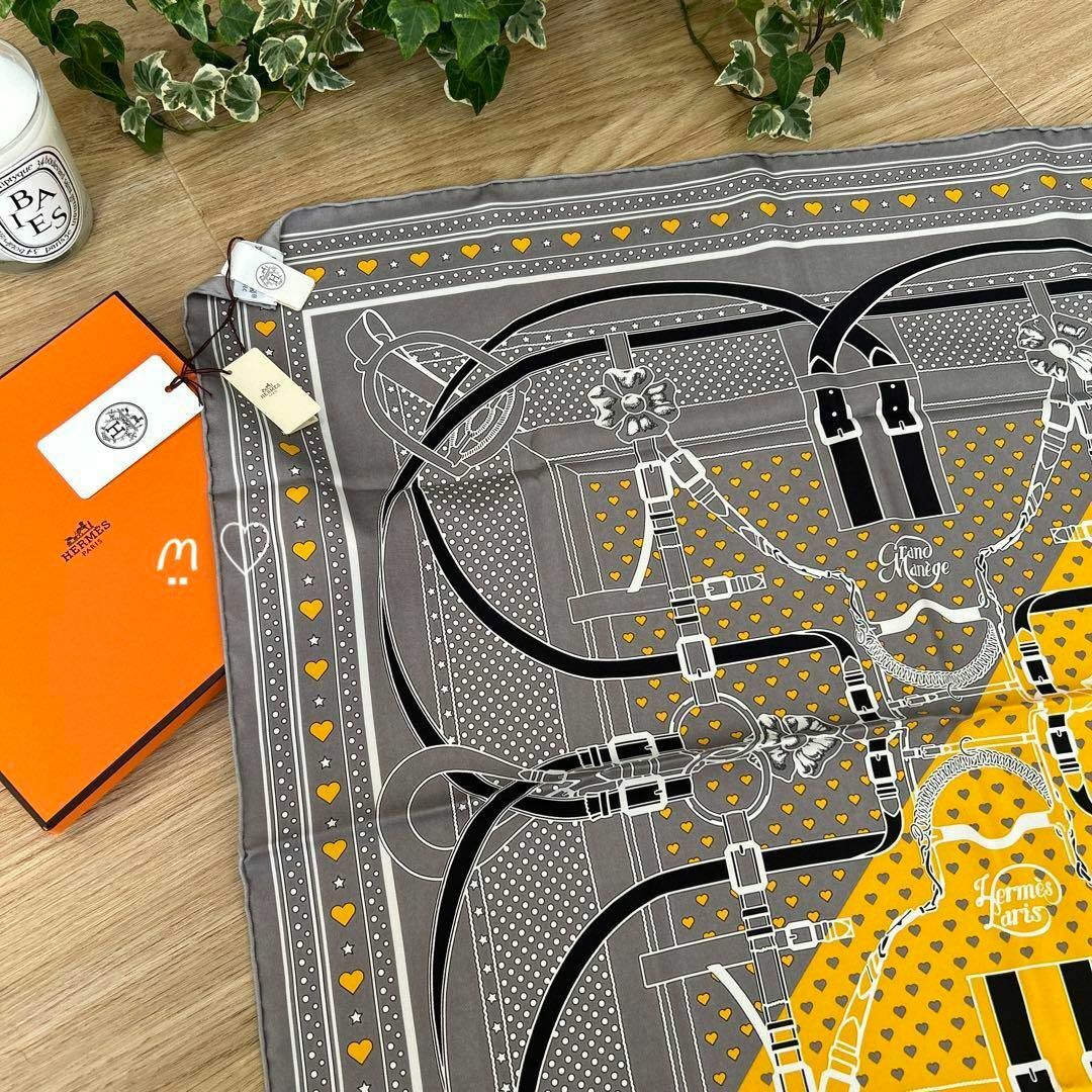 HERMES エルメス カレ70 グランマネージュバンダナラブ ハート