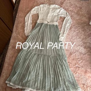 ロイヤルパーティー(ROYAL PARTY)の極美品♡ロイヤルパーティ ニット切り替えシフォンワンピース グリーン(ロングワンピース/マキシワンピース)