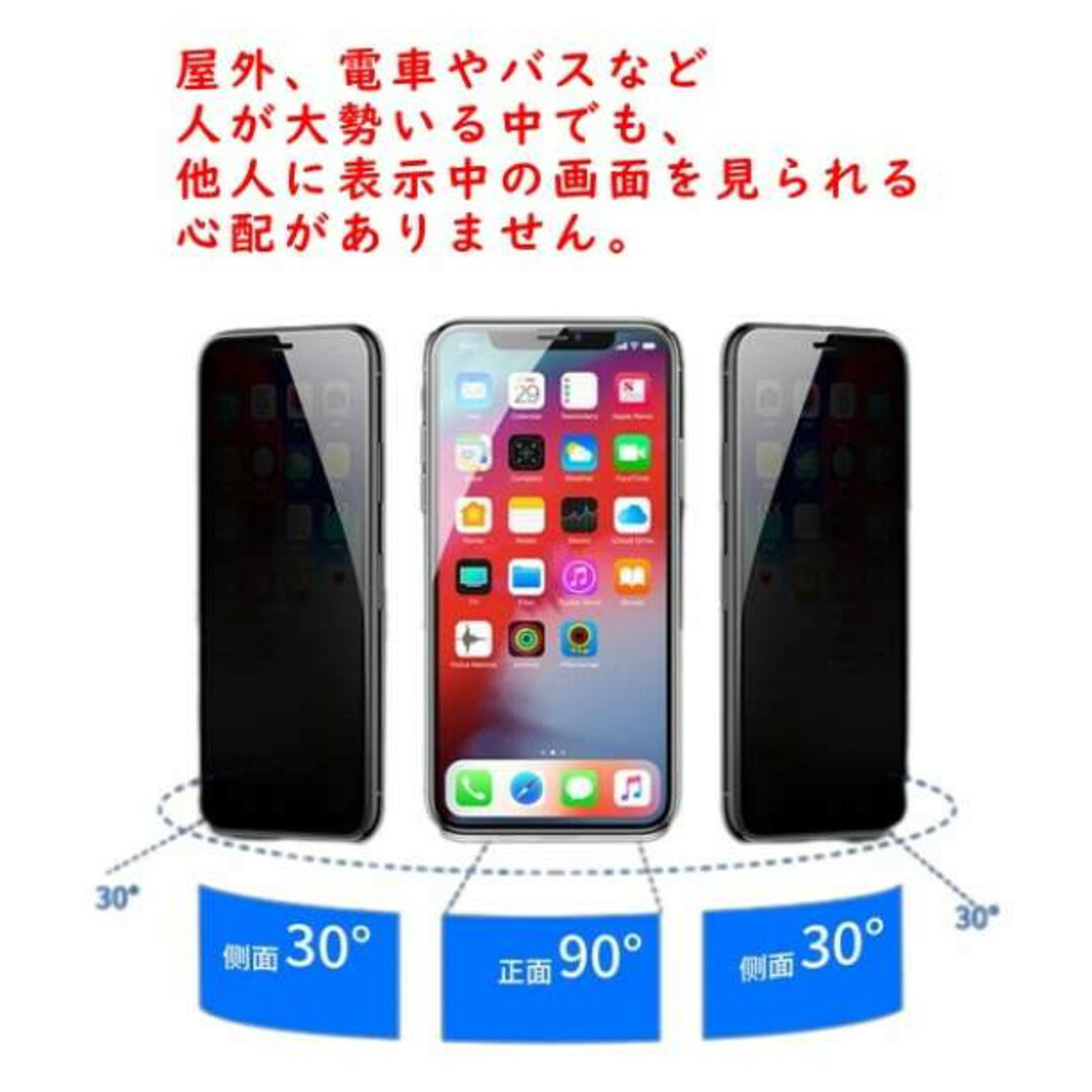 iPhone14Pro　覗き見防止 強化ガラスフィルム　画面保護フィルム　全面 スマホ/家電/カメラのスマホアクセサリー(保護フィルム)の商品写真