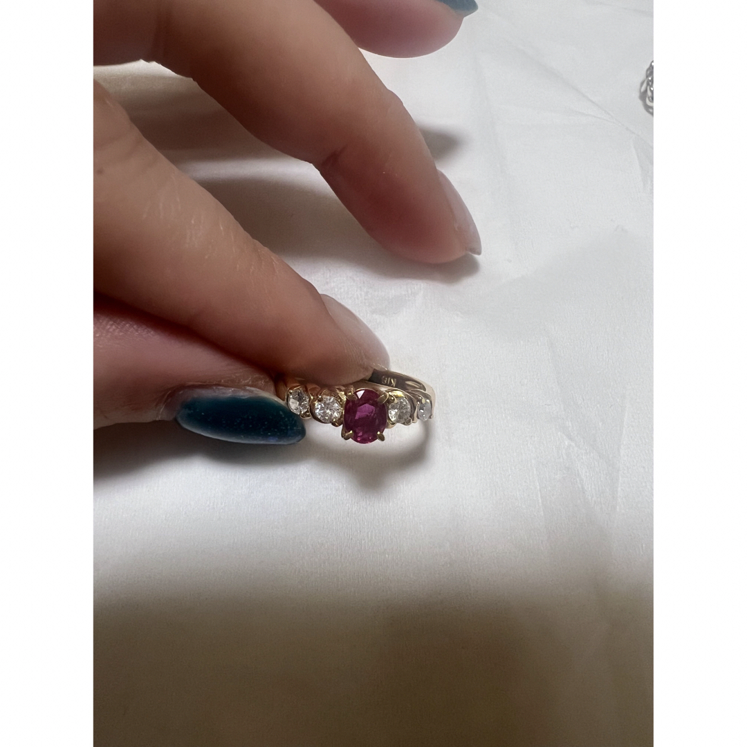 K18YG ルビー ダイヤモンド リング 約10号 レディースのアクセサリー(リング(指輪))の商品写真