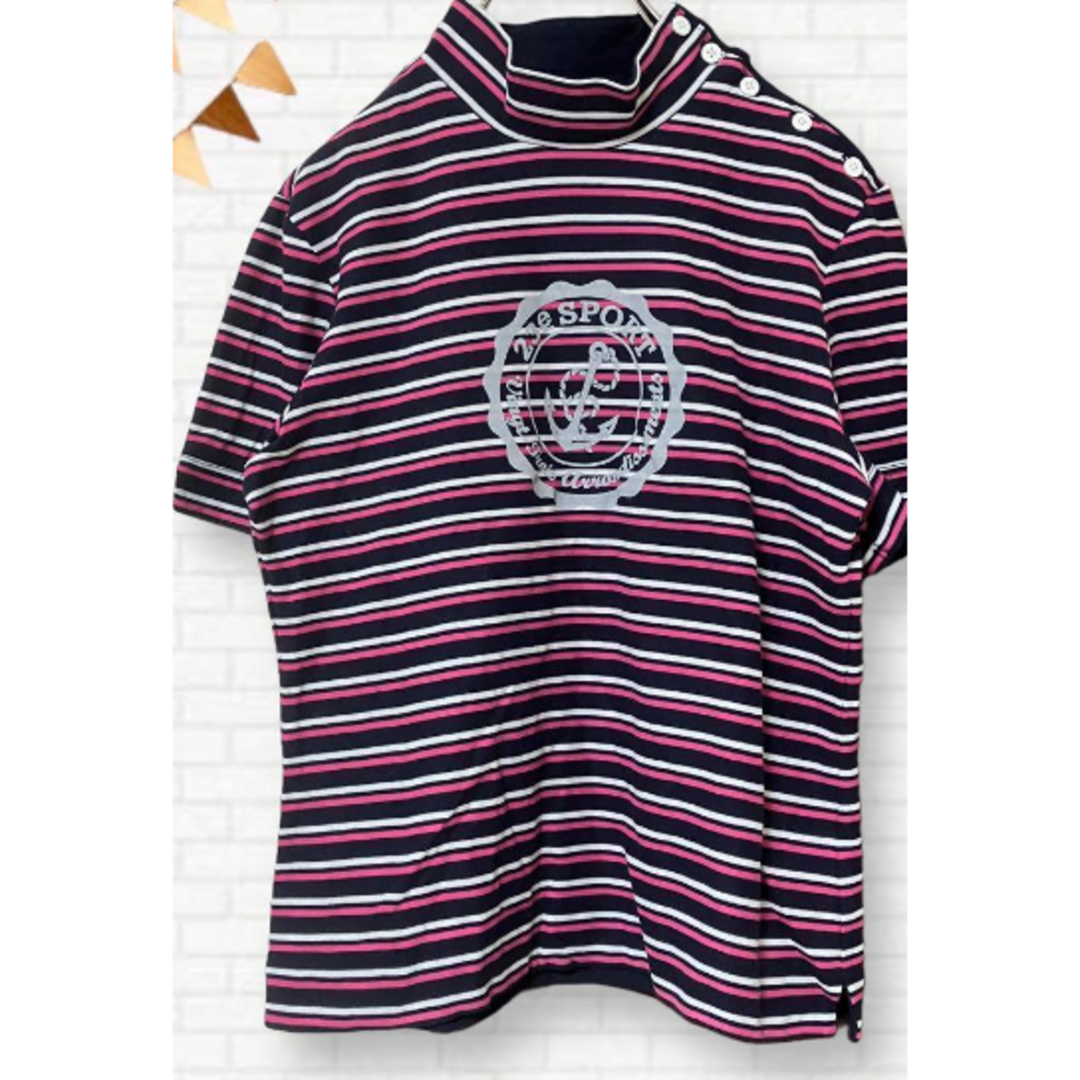 S1907 23区SPORT♡Tシャツ プチハイネック ボーダー柄 ゴルフウェア | フリマアプリ ラクマ