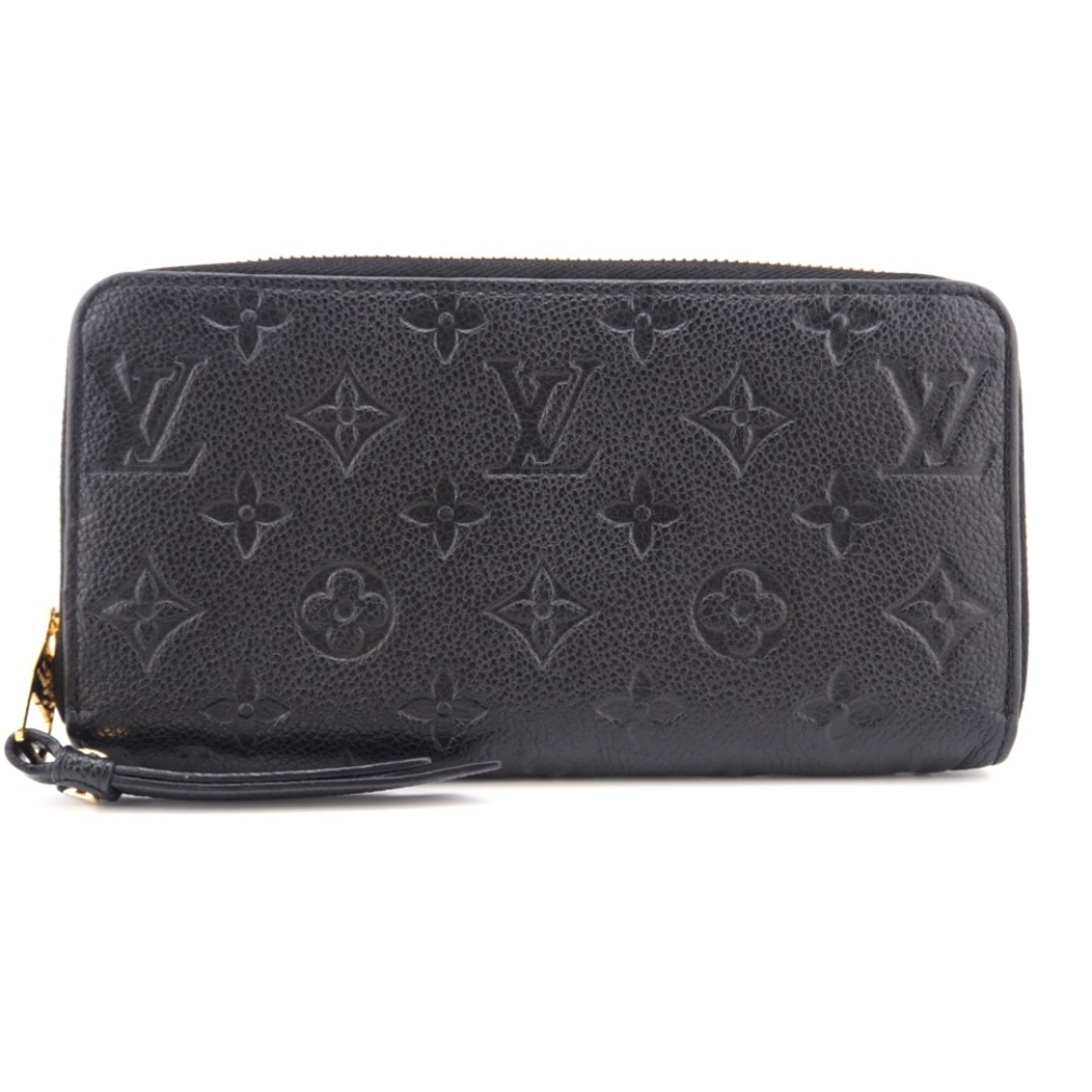 ルイヴィトン LOUIS VUITTON 長財布
 モノグラムアンプラント ジッピーウォレット M61864 ブラック小キズ薄汚れシミ金具部分