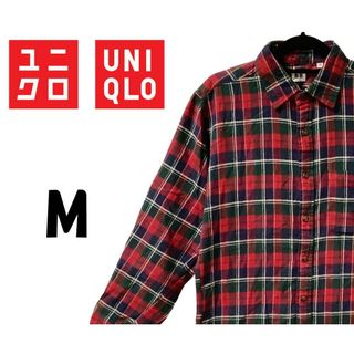 ユニクロ(UNIQLO)のユニクロ　長袖 シャツ　レッド / チェック柄　M　K00088(シャツ)