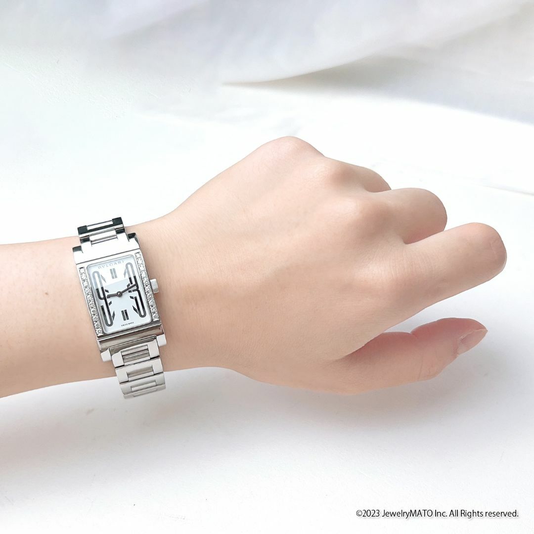 鑑別書付き】ブルガリ 腕時計 レッタンゴロ ベゼル ダイヤモンド - 腕時計