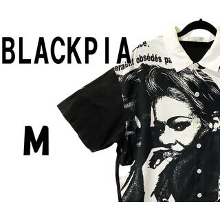 ブラックピア(BLACK PIA)のブラックピア　半袖 プリントシャツ　ブラック / ホワイト　M　K00079(Tシャツ/カットソー(半袖/袖なし))
