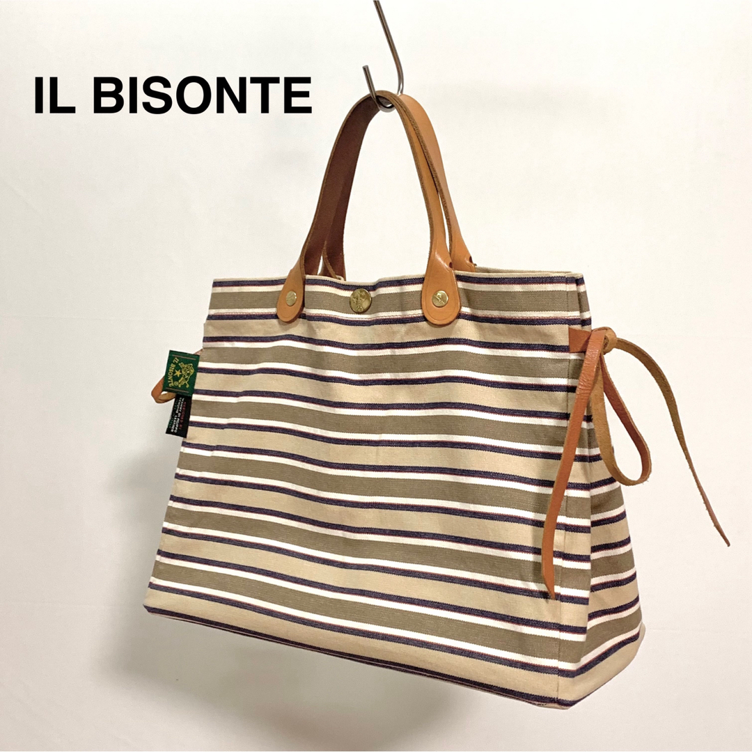 IL BISONTE - ☆良品 イルビゾンテ ボーダー キャンバス トートバッグ