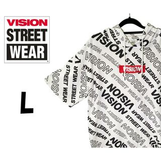 ヴィジョン ストリート ウェア(VISION STREET WEAR)のヴィジョンストリートウェア　半袖 パーカー　ホワイト / ロゴ　L　K00059(パーカー)