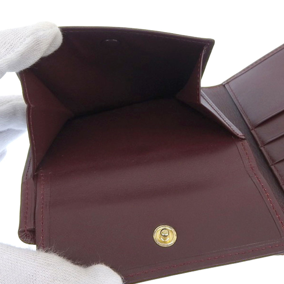 【本物保証】 超美品 カルティエ CARTIER マスト 二つ折り財布 小銭入れ付 コインケース付 レザー バーガンディ ボルドー