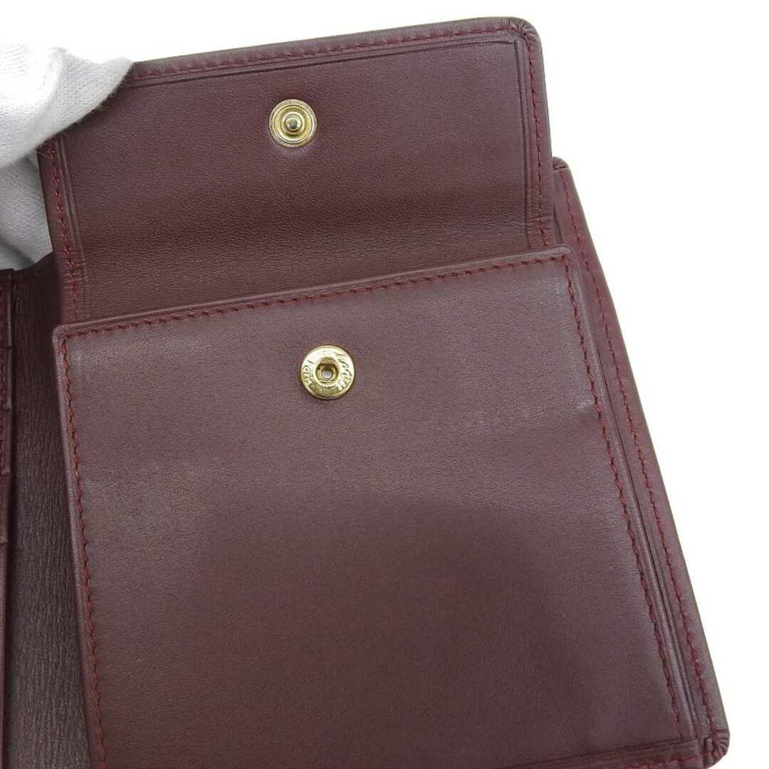 【本物保証】 超美品 カルティエ CARTIER マスト 二つ折り財布 小銭入れ付 コインケース付 レザー バーガンディ ボルドー