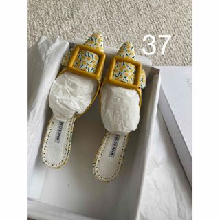 37.5 MANOLO BLAHNIK メイセール　ミュール　水色　サンダル