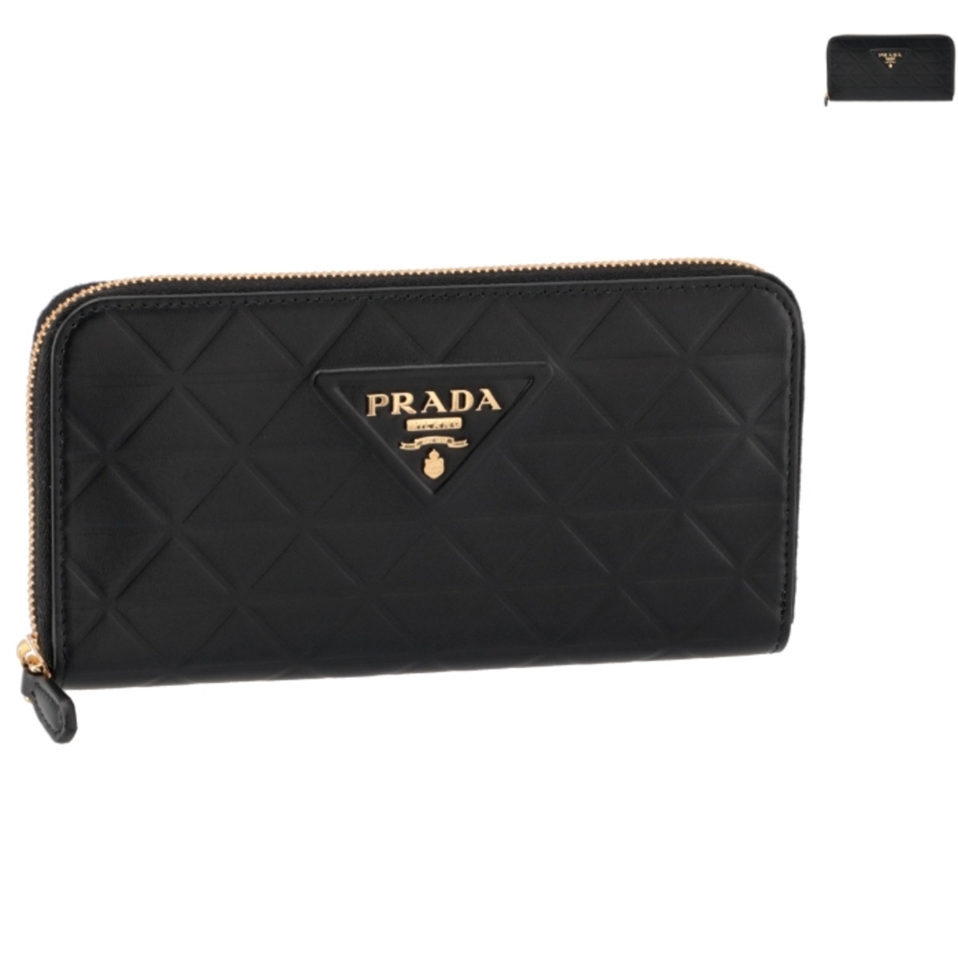 イタリア付属プラダ PRADA 長財布 ラウンド キルティング トライアングルロゴ レディース コンパクトウォレット 2023年秋冬新作 1ML506 2CLU