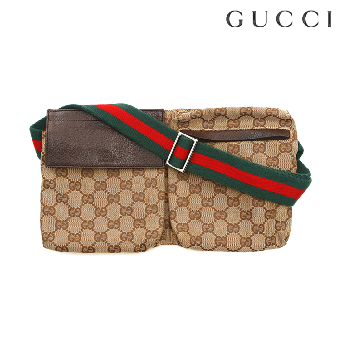 Gucci - グッチ GUCCI GGキャンバス シェリーライン ウエストバッグの