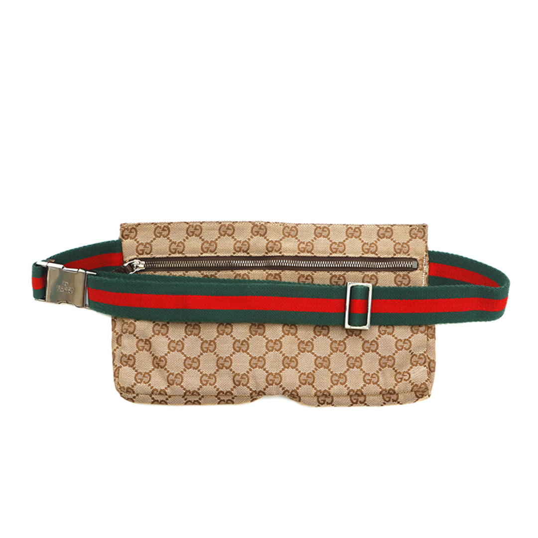 Gucci - グッチ GUCCI GGキャンバス シェリーライン ウエストバッグの