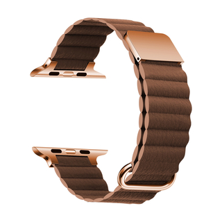 Apple Watch マグネット式 PUレザー バンド　ブラウン 茶色 ベルト(腕時計)