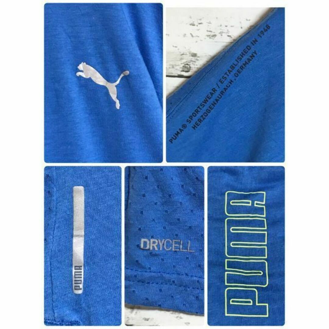 PUMA(プーマ)の【美品】プーマ　ワンポイントロゴ入りトレーニングウェア　薄手　ブルー　A620 メンズのトップス(Tシャツ/カットソー(半袖/袖なし))の商品写真