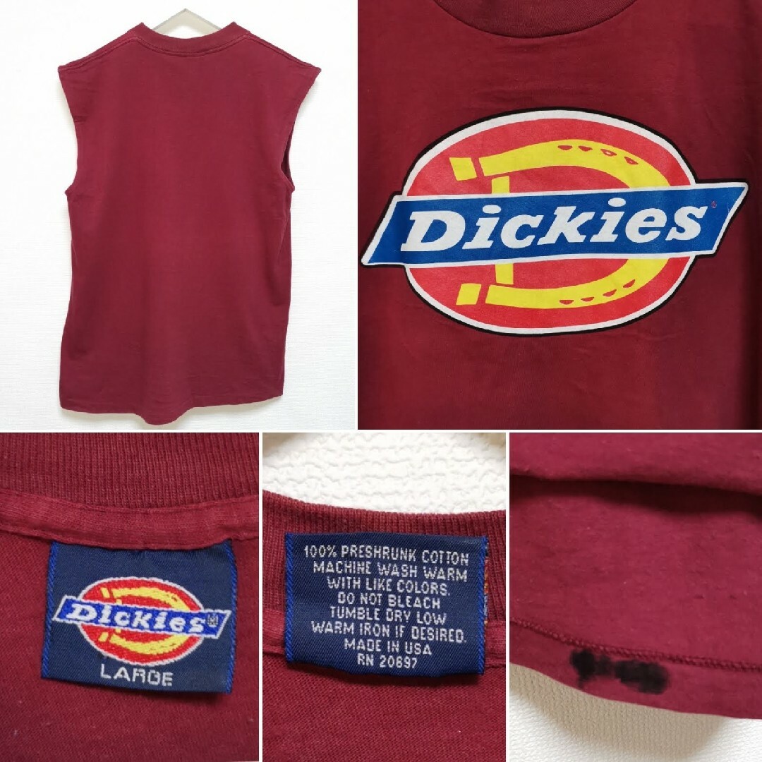 Dickies(ディッキーズ)のL 90s ディッキーズ Dickies ノースリーブ Tシャツ USA製 メンズのトップス(Tシャツ/カットソー(半袖/袖なし))の商品写真