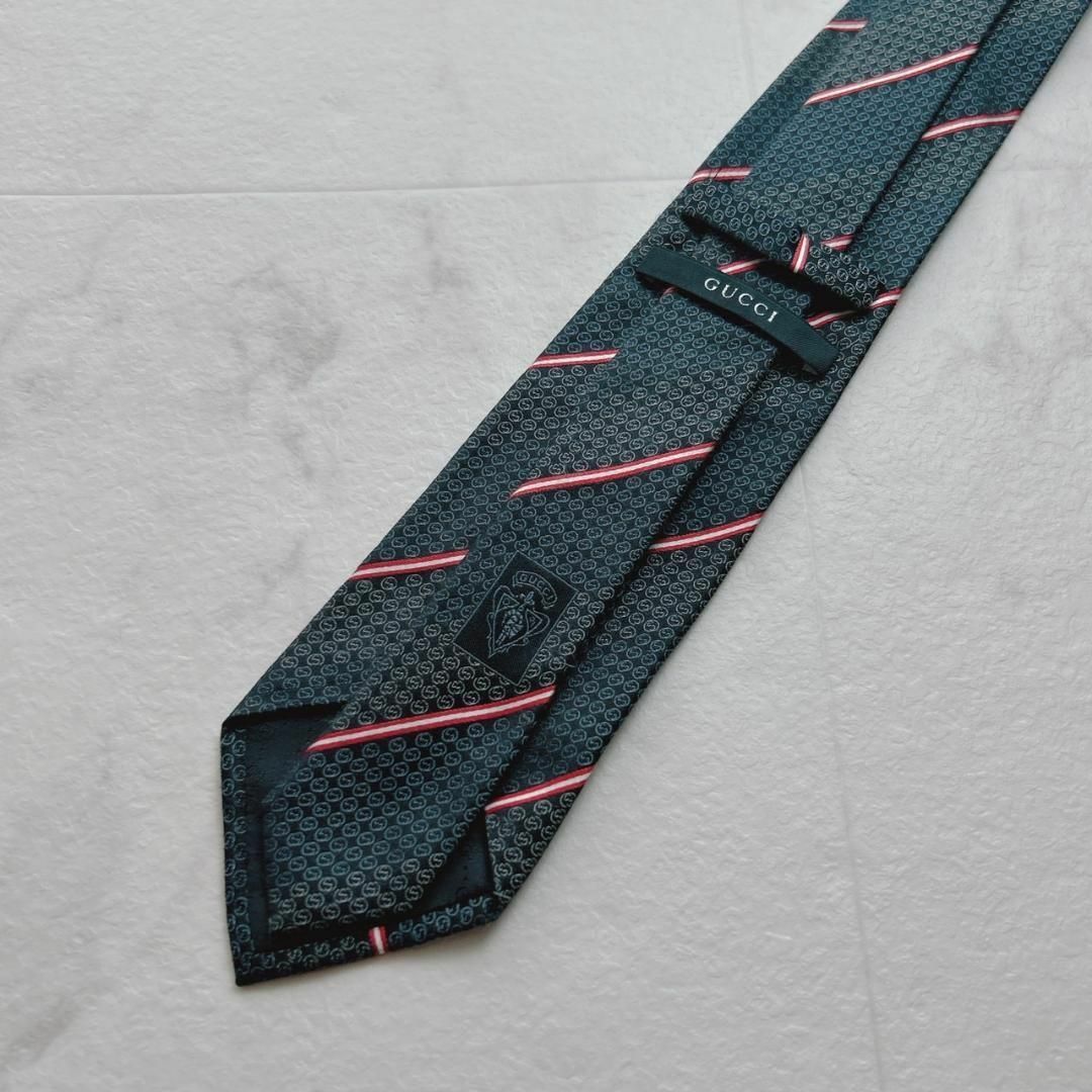GUCCI グッチ ネクタイ シルク100% GG柄 ダブルG柄斜めストライプ