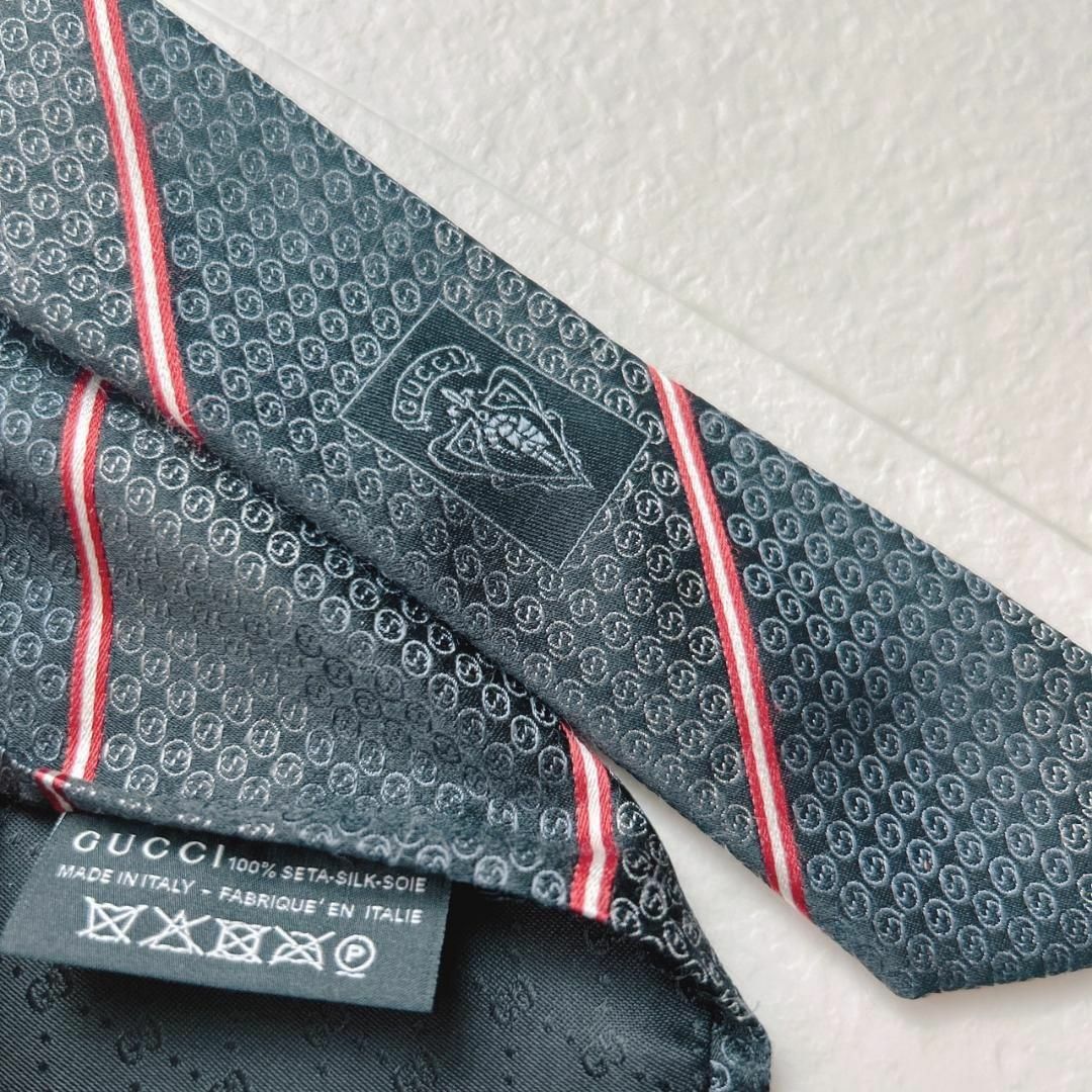 GUCCI グッチ ネクタイ シルク100% GG柄 ダブルG柄斜めストライプ
