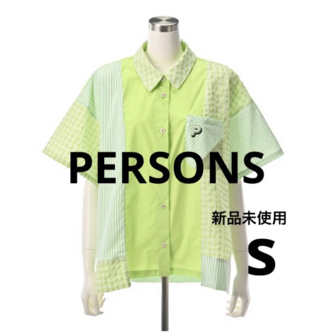 PERSONS　パーソンズ　チェックパッチワークシャツ　S