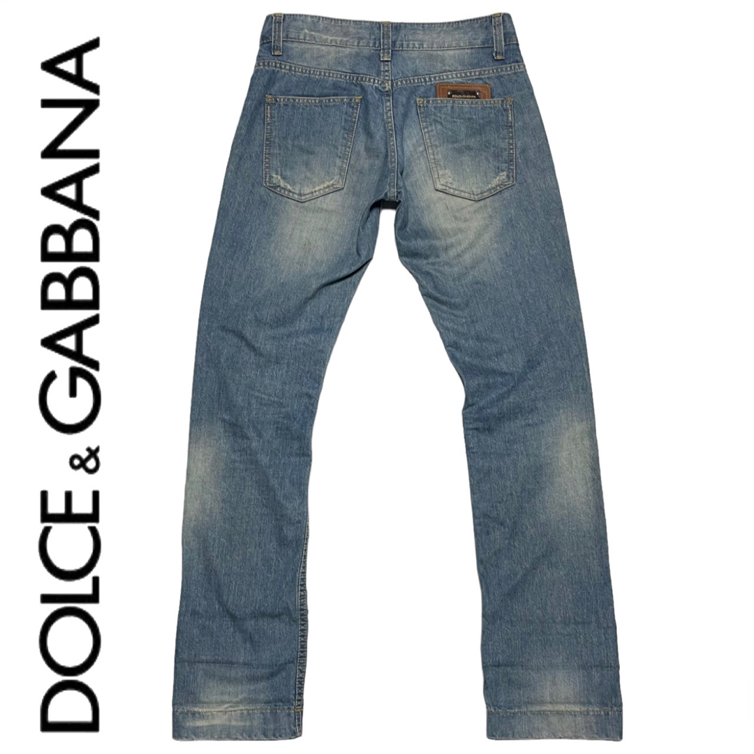 ドルチェアンドガッバーナ D&G ダメージ ストレート デニム ロゴ