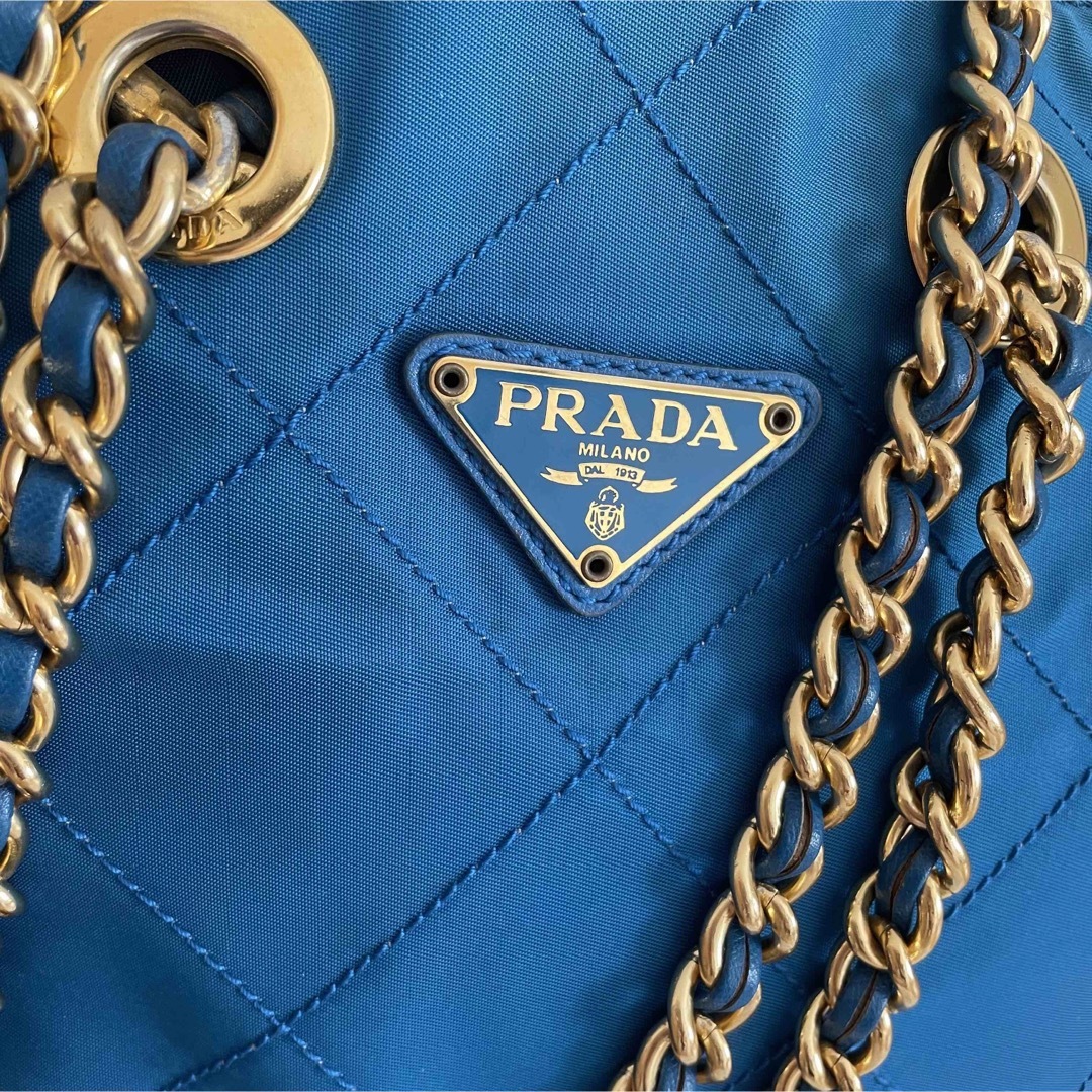 訳あり　美品　PRADA プラダ　チェーンショルダーバッグ　ターコイズブルー 1