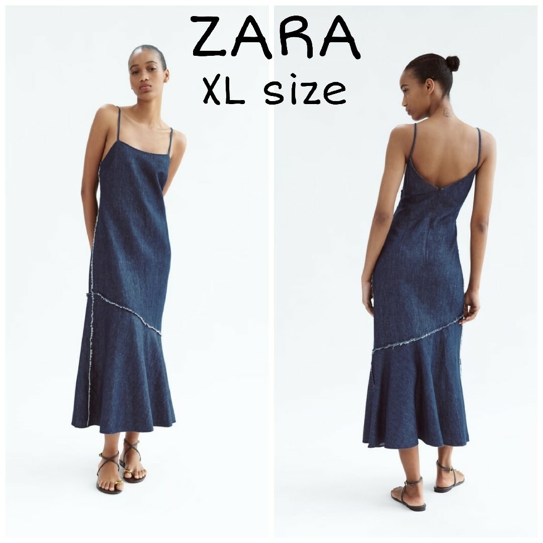 ZARA　ミディ丈デニムドレス　ブルー　XLサイズ