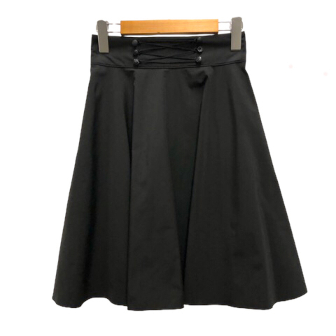 フォクシーニューヨーク スカート フレア フロントデザイン ひざ丈 38 黒 レディースのスカート(その他)の商品写真