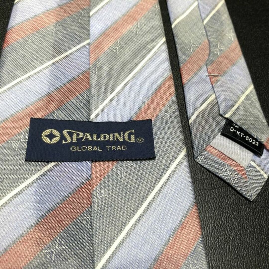SPALDING(スポルディング)のスポルディング レジメンタル グレー＆ブルー ネクタイ B102-P16 メンズのファッション小物(ネクタイ)の商品写真