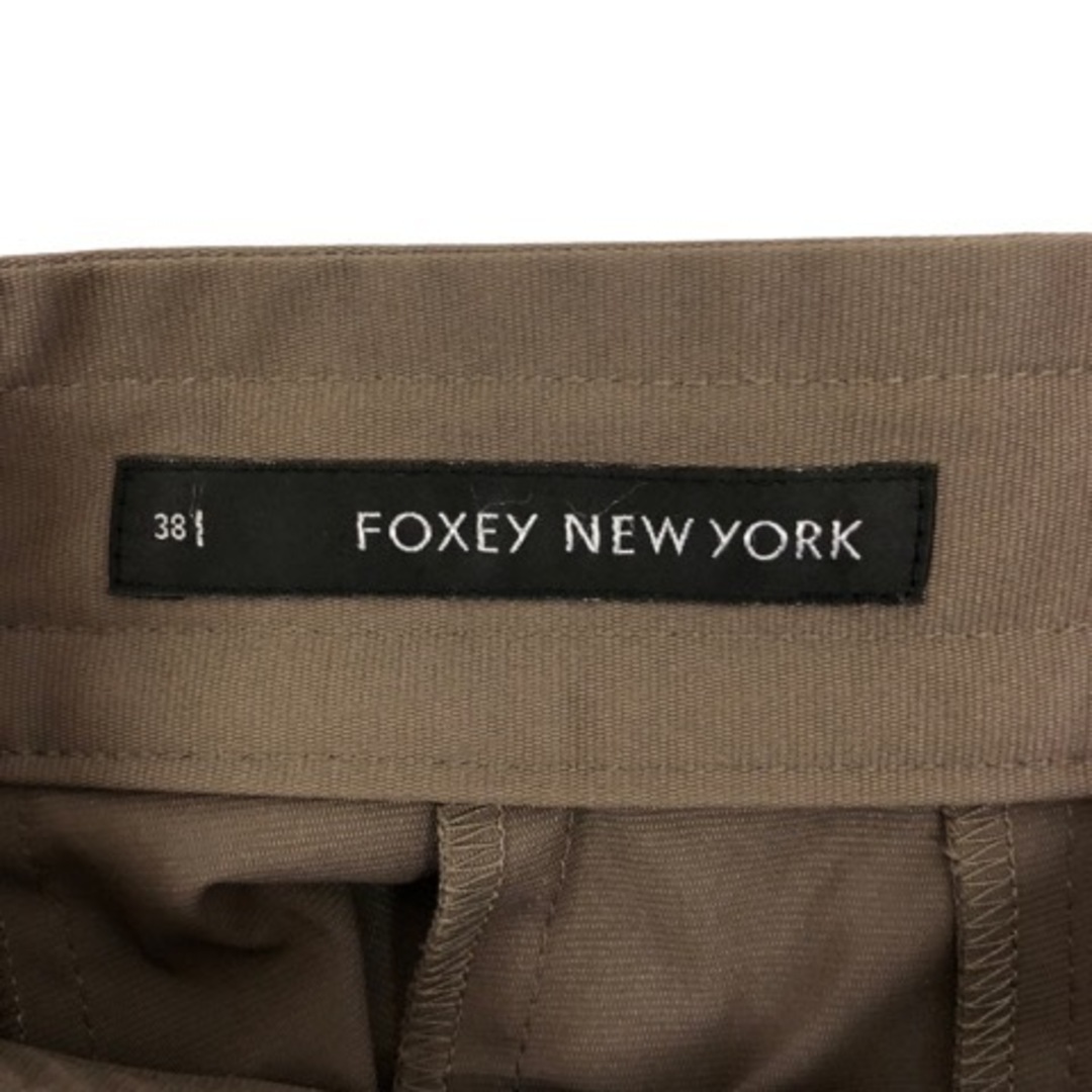 62cmヒップフォクシーニューヨーク FOXEY NEW YORK フレアスカート 無地 茶