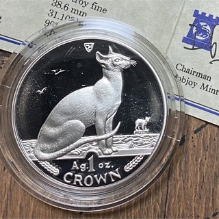 限定レア☆マン島 キャットコイン 銀貨 1991 ノルウェー猫 純銀 プルーフ