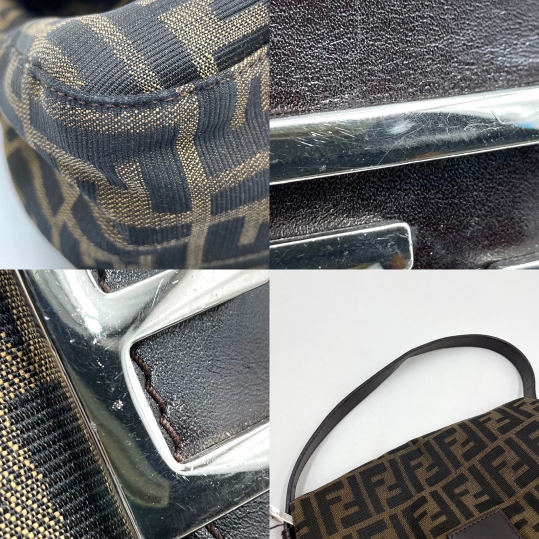 【値下げ中】FENDI フェンディ ショルダーバッグ マンマバケット Mamma Bucket ズッカ ハンドバッグ 肩掛け 鞄 かばん 26325 キャンバス  レザー   ブラウン 茶 シルバー金具 レディース 定番【品】