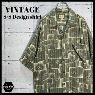 アートヴィンテージ(ART VINTAGE)の【レアデザイン】90s VINTAGE 半袖 アロハシャツ 和柄 水墨画 希少(シャツ)