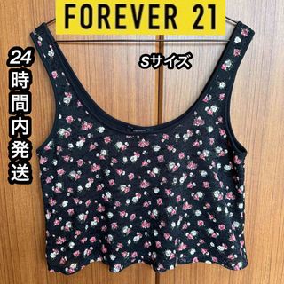 フォーエバートゥエンティーワン(FOREVER 21)のFOREVER21 花柄ショートタンクトップ　薔薇　バラ　レース　ビスチェ(タンクトップ)