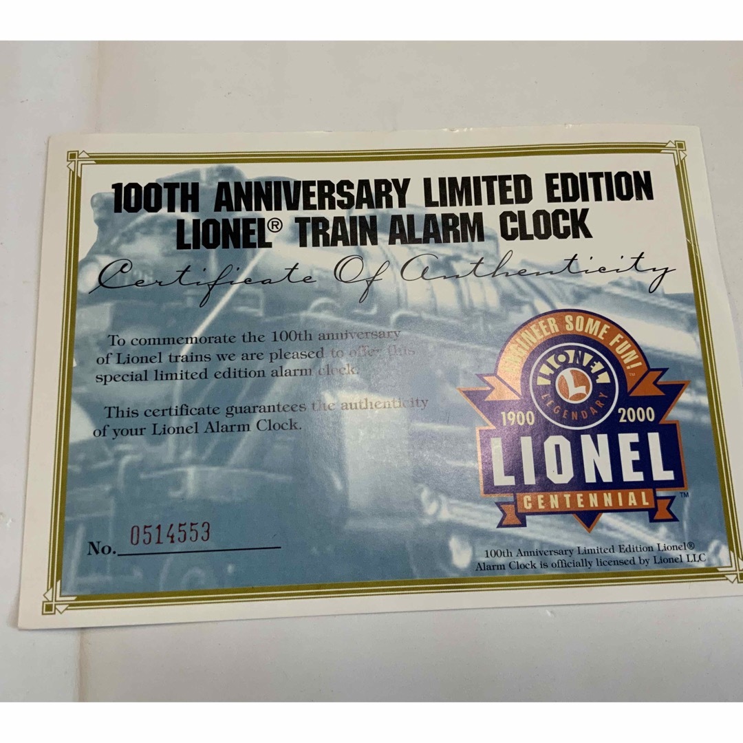 『レア』LIONEL TRAINS 100th ALARM CLOCK
