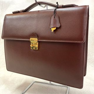 イヴサンローラン(Yves Saint Laurent)の【極美品】 イヴサンローラン ビジネスバッグ 自立 鍵付き 多機能 ブラウン(ビジネスバッグ)