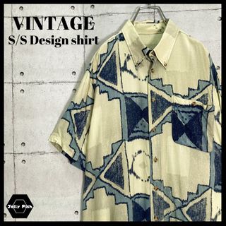 アートヴィンテージ(ART VINTAGE)の【US古着】90s VINTAGE 半袖 アート調 総柄 デザインシャツ 希少(シャツ)