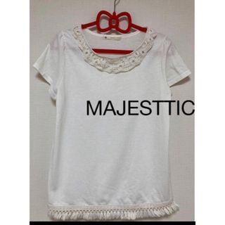 マジェスティック(Majestic)の美品MAJESTIC半袖　シャツレディーストップス洋服夏服　Mサイズ(シャツ/ブラウス(半袖/袖なし))