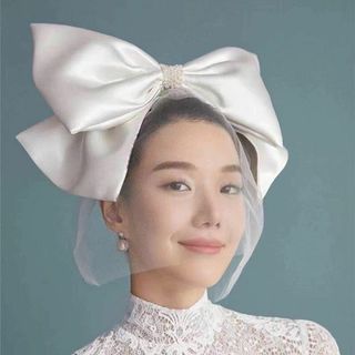 大きいなリボン　 ヘッドドレス　ウェディング　ヘアアクセサリー　　7/13(ヘアバンド)